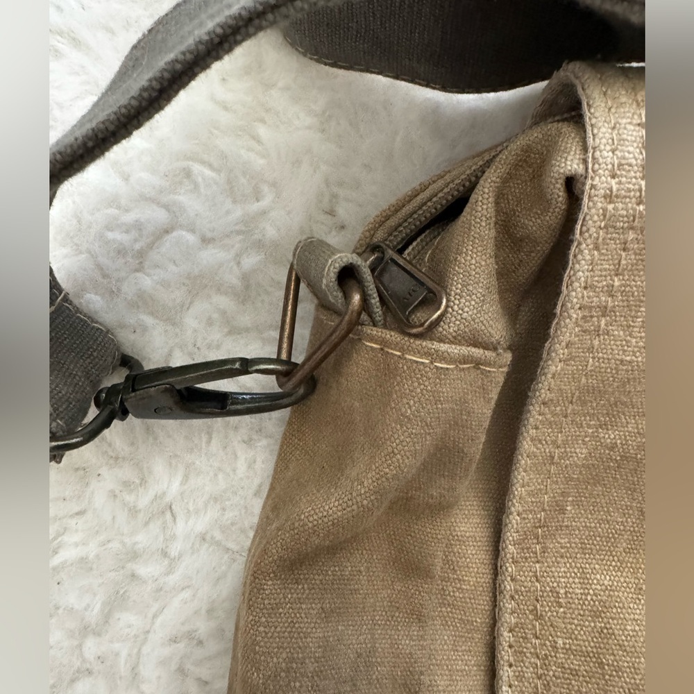 Vintage Brown Canvas Satchel with Artistic Design - Picture 8 of 12